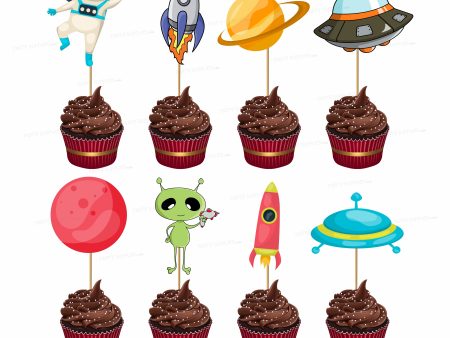 Space Theme Cup Cake Topper on Sale