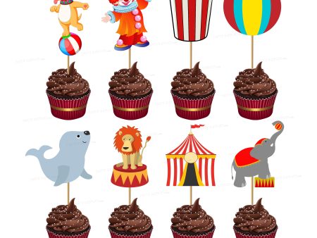 Circus Theme Personalized Cup Cake Topper Cheap